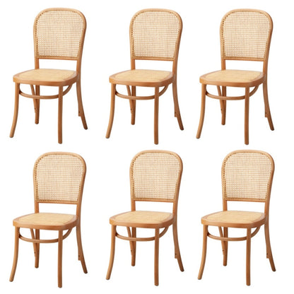 6PCS Dining Chairs Wooden Chairs Rattan Natural