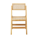 Set of 4 Folding Dining Chairs Rattan & Wooden Kitchen or Patio Seating