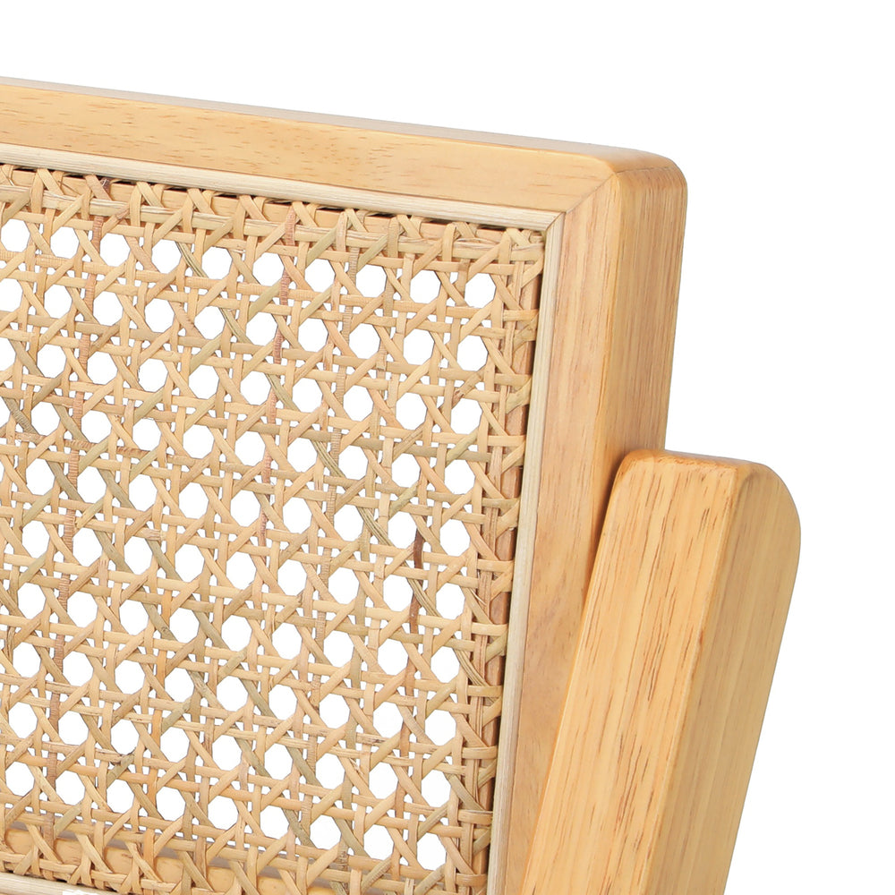 Set of 4 Folding Dining Chairs Rattan & Wooden Kitchen or Patio Seating