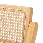 Set of 4 Folding Dining Chairs Rattan & Wooden Kitchen or Patio Seating