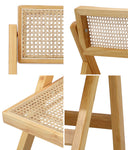 Set of 4 Folding Dining Chairs Rattan & Wooden Kitchen or Patio Seating