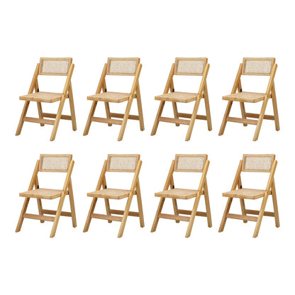 8x Dining Chairs Folding Rattan Chair Wooden
