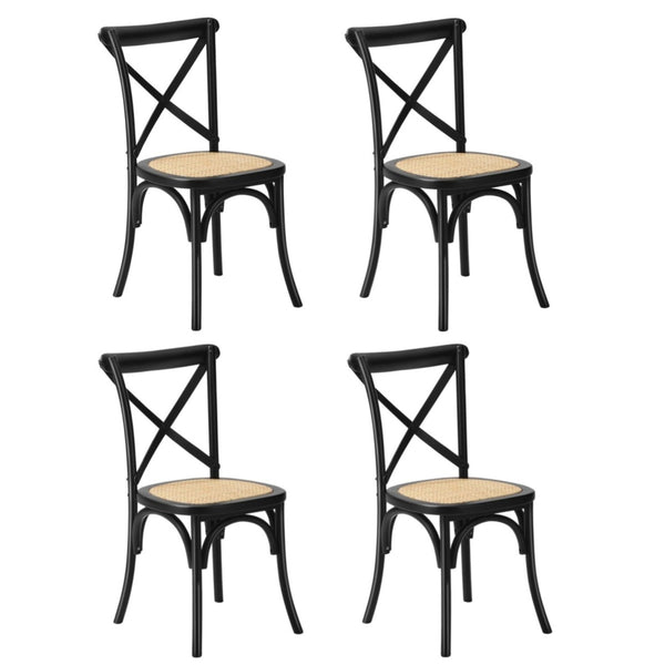  Crossback Dining Chair Ratan Seat Black/Natural/White