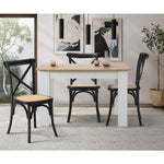 Crossback Dining Chair Ratan Seat Black/Natural/White