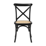 8PCS Crossback Dining Chair Solid Wood Ratan Seat Black/Natural/White