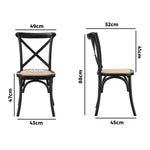 8PCS Crossback Dining Chair Solid Wood Ratan Seat Black/Natural/White