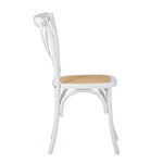 2PCS Crossback Dining Chair Solid Wood Ratan Seat White