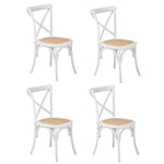 Crossback Dining Chair Ratan Seat Black/Natural/White