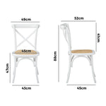 8PCS Crossback Dining Chair Solid Wood Ratan Seat Black/Natural/White