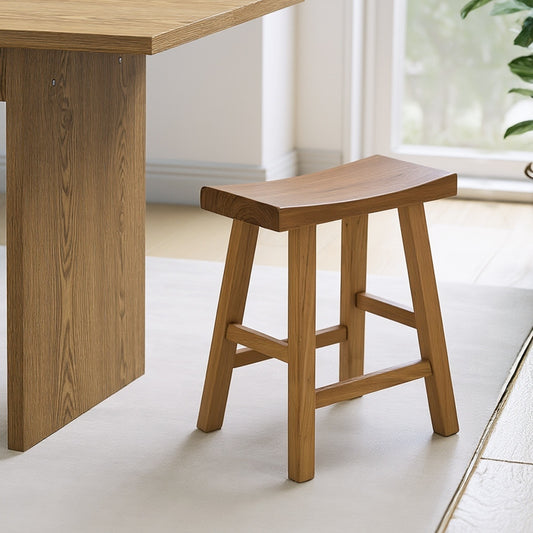 Elm Wood Stool Solid Timber Dining Seat | HomeAndLiving