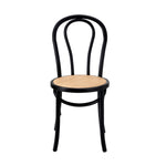 2PCS Black Dining Chairs Solid Wood Frame with Rattan Seat for Kitchen