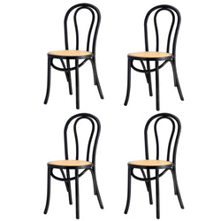 Wooden Dining Chair Ratan Seat Black/Natural/White