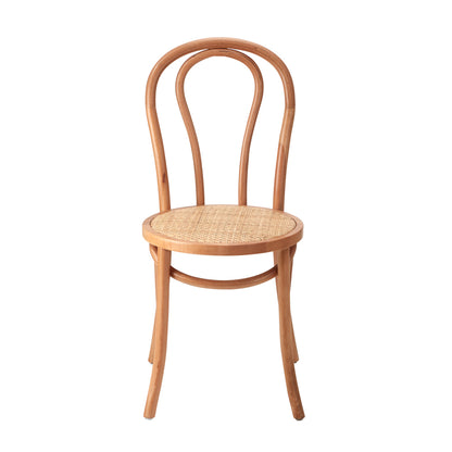 2PCS Dining Chair Solid Wooden Ratan Seat Beige