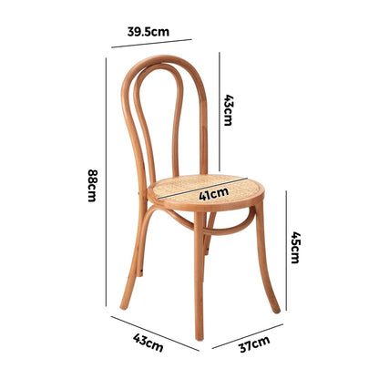 Wooden Dining Chair Ratan Seat Black/Natural/White