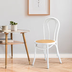 Dining Chair Solid Wooden Chairs Ratan Seat White