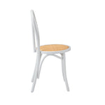 Dining Chair Solid Wooden Chairs Ratan Seat White