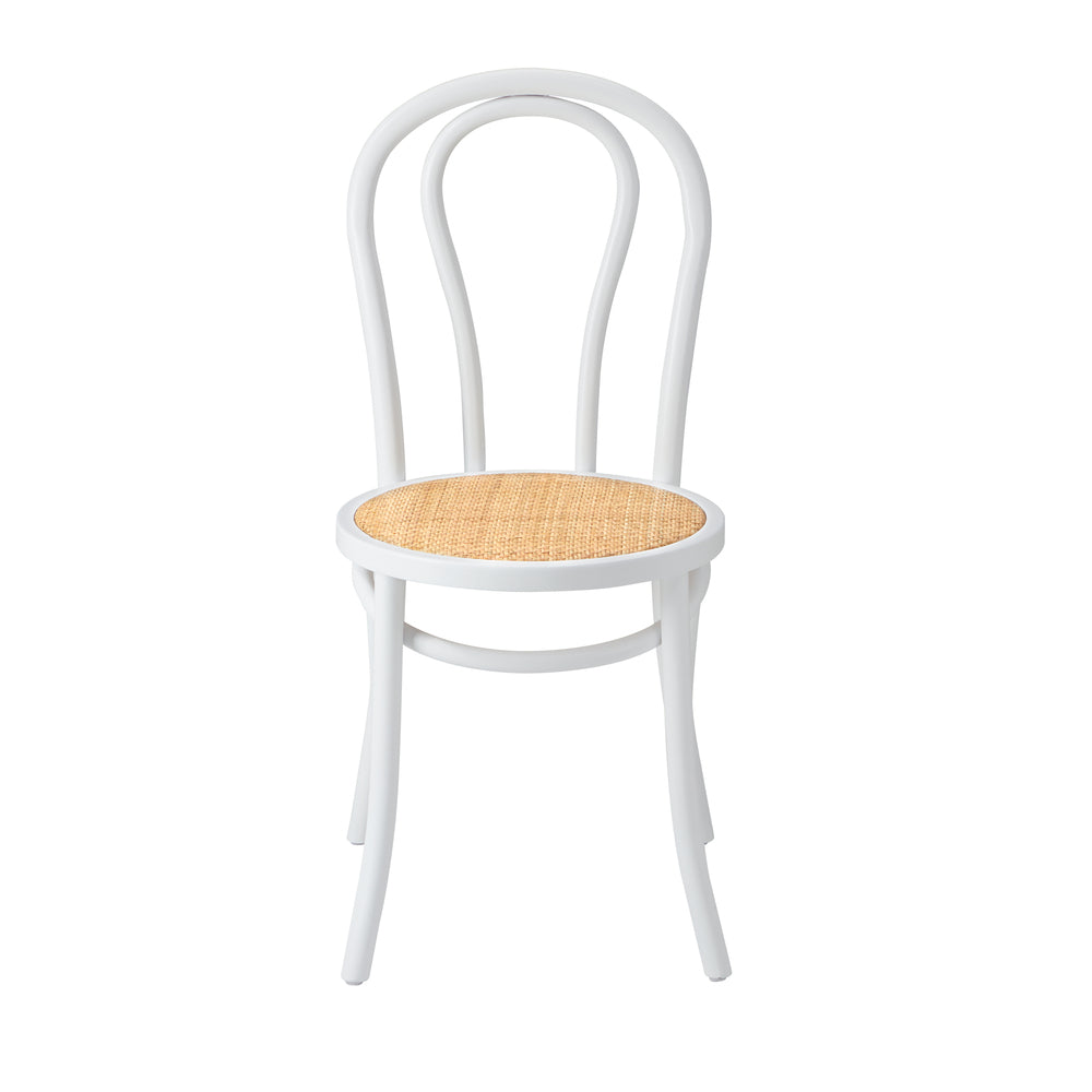 2PCS Wooden Dining Chair Ratan Seat White