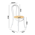 2PCS Wooden Dining Chair Ratan Seat White