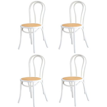 Wooden Dining Chair Ratan Seat Black/Natural/White
