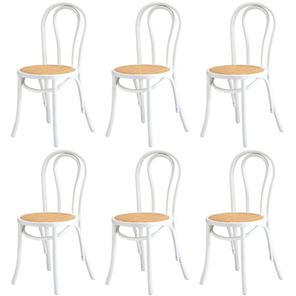 Wooden Dining Chair Ratan Seat Black/Natural/White