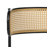 2x Dining Chairs Round Boucle Fabric Rattan Backrest Black & White Set