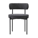 Dining Chair Round Boucle Backrest Dark Grey/White