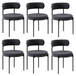 Dining Chair Round Boucle Backrest Dark Grey/White