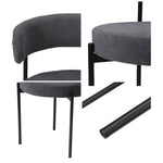 Dining Chair Round Boucle Backrest Dark Grey/White