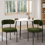 2x Dining Chair Round Boucle Seats Backrest Green