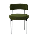 2x Dining Chair Round Boucle Seats Backrest Green