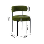 2x Dining Chair Round Boucle Seats Backrest Green