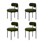 4x Dining Chair Round Boucle Seats Backrest Green