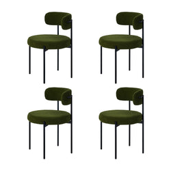 4x Dining Chair Round Boucle Seats Backrest Green