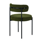4x Dining Chair Round Boucle Seats Backrest Green