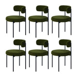 8x & 6x Dining Chair Round Boucle Seats Backrest Green