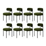 8x & 6x Dining Chair Round Boucle Seats Backrest Green