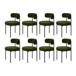 8x & 6x Dining Chair Round Boucle Seats Backrest Green