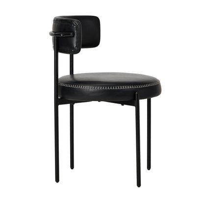 2x Dining Chair Round Leather Brown & Brown