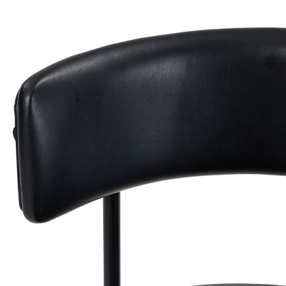 2x Dining Chair Round Leather Brown & Brown