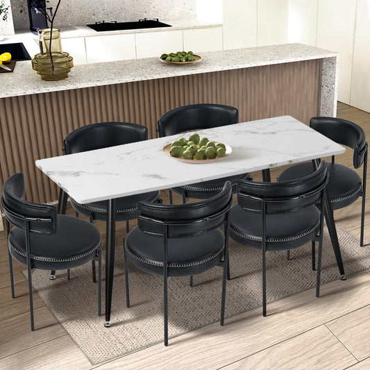 2x Dining Chair Round Leather Brown & Brown