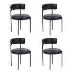 4x Dining Chair Round Leather Black & Brown