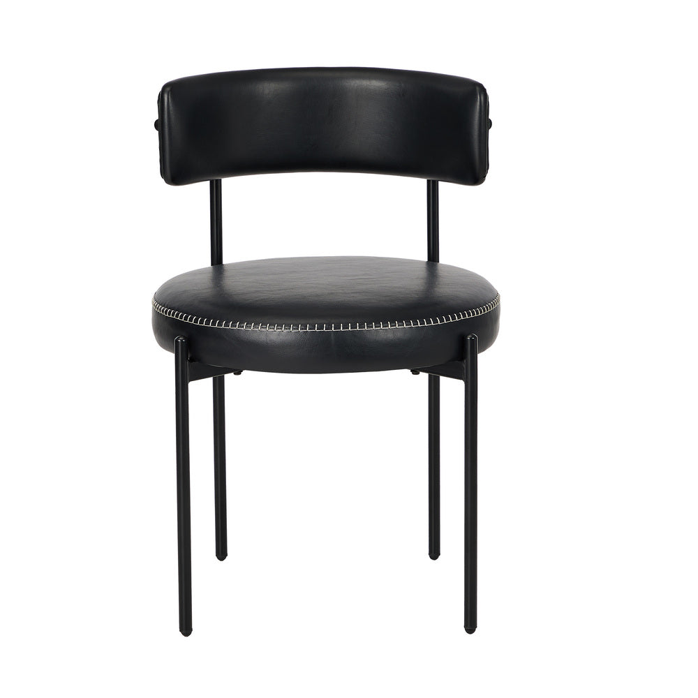 4x Dining Chair Round Leather Black & Brown