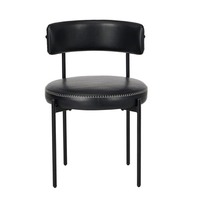 4x Dining Chair Round Leather Black & Brown