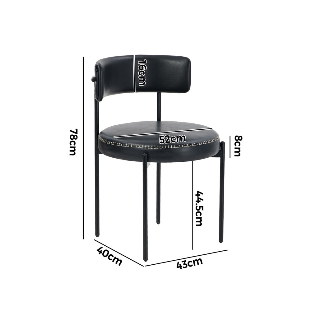 4x Dining Chair Round Leather Black & Brown