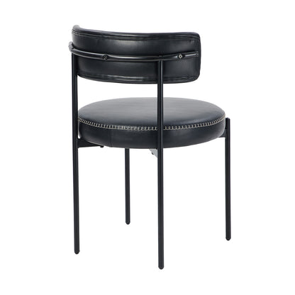 4x Dining Chair Round Leather Black & Brown
