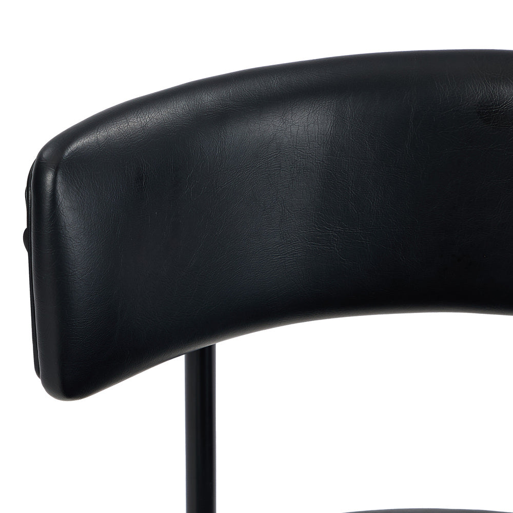 4x Dining Chair Round Leather Black & Brown