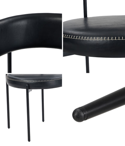 4x Dining Chair Round Leather Black & Brown