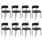 8x Dining Chairs Set Round PU Leather Padded Seat Kitchen Dining Black & Brown