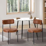2x Dining Chair Round Leather Brown & Brown