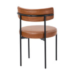 2x Dining Chair Round Leather Brown & Brown